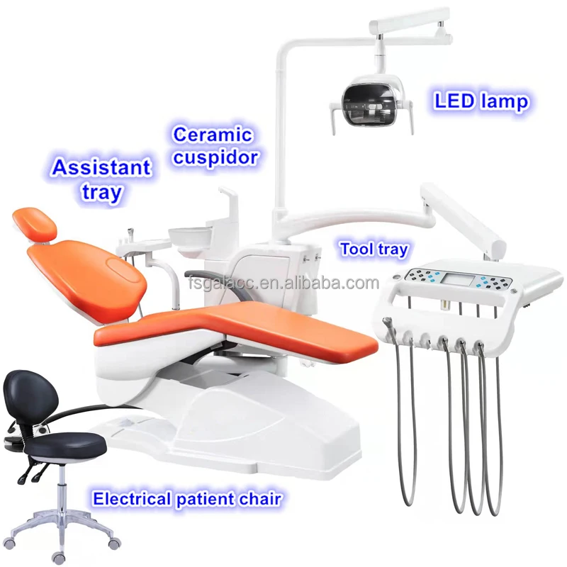 Dental Equipment Fashionable Style Dental Chair With Implant Function Stable Base Of High Level Model Integral Unit Set