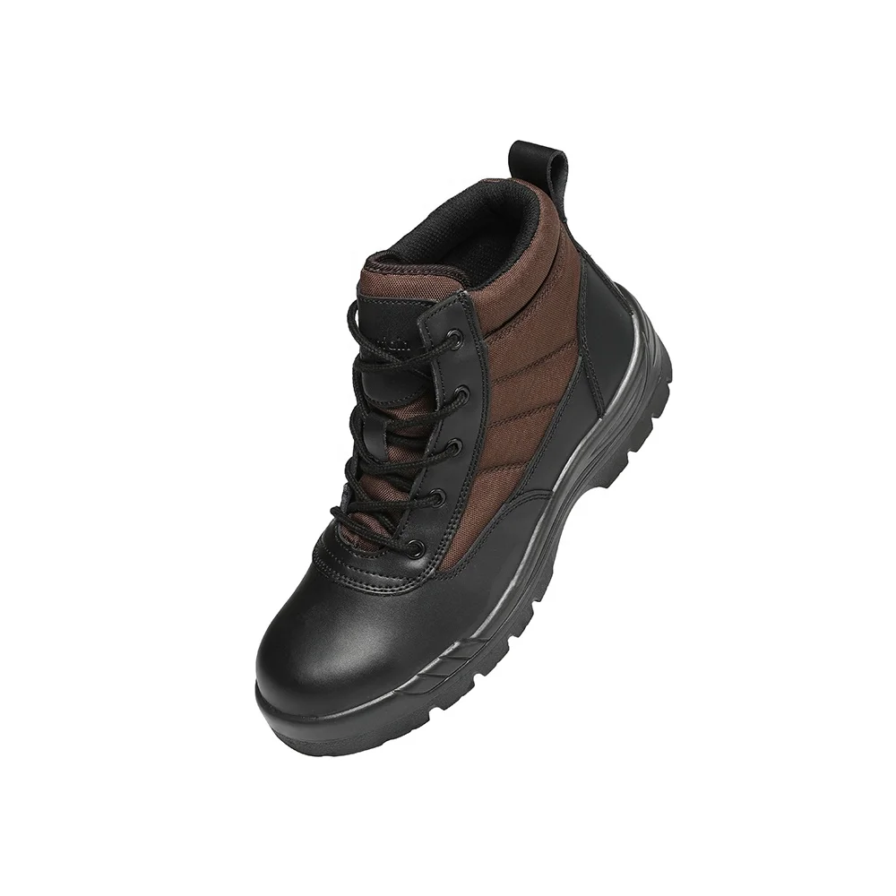 Low Cut Brown Tan Coyote Leather Steel Toe Waterproof Safety Boots Injection PU Rubber Outsole Boots