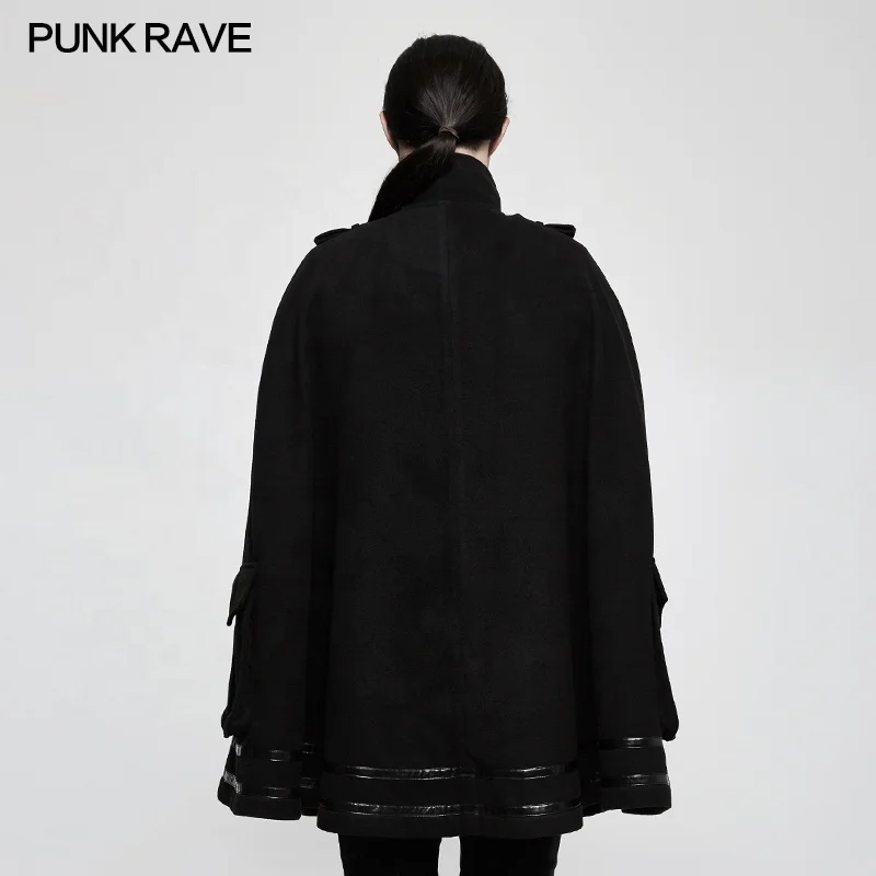PUNK RAVE Y-765 Gothic Darkness Escape Cosplay  Worsted Society Cloak Men Winter Loose Coat