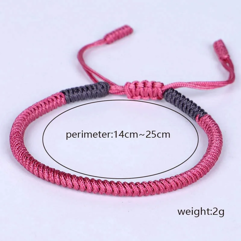 2020 wholesale handmade jewelry red rose string Buddhist love lucky slip knot charm adjustable Tibetan cuff bracelet bangle