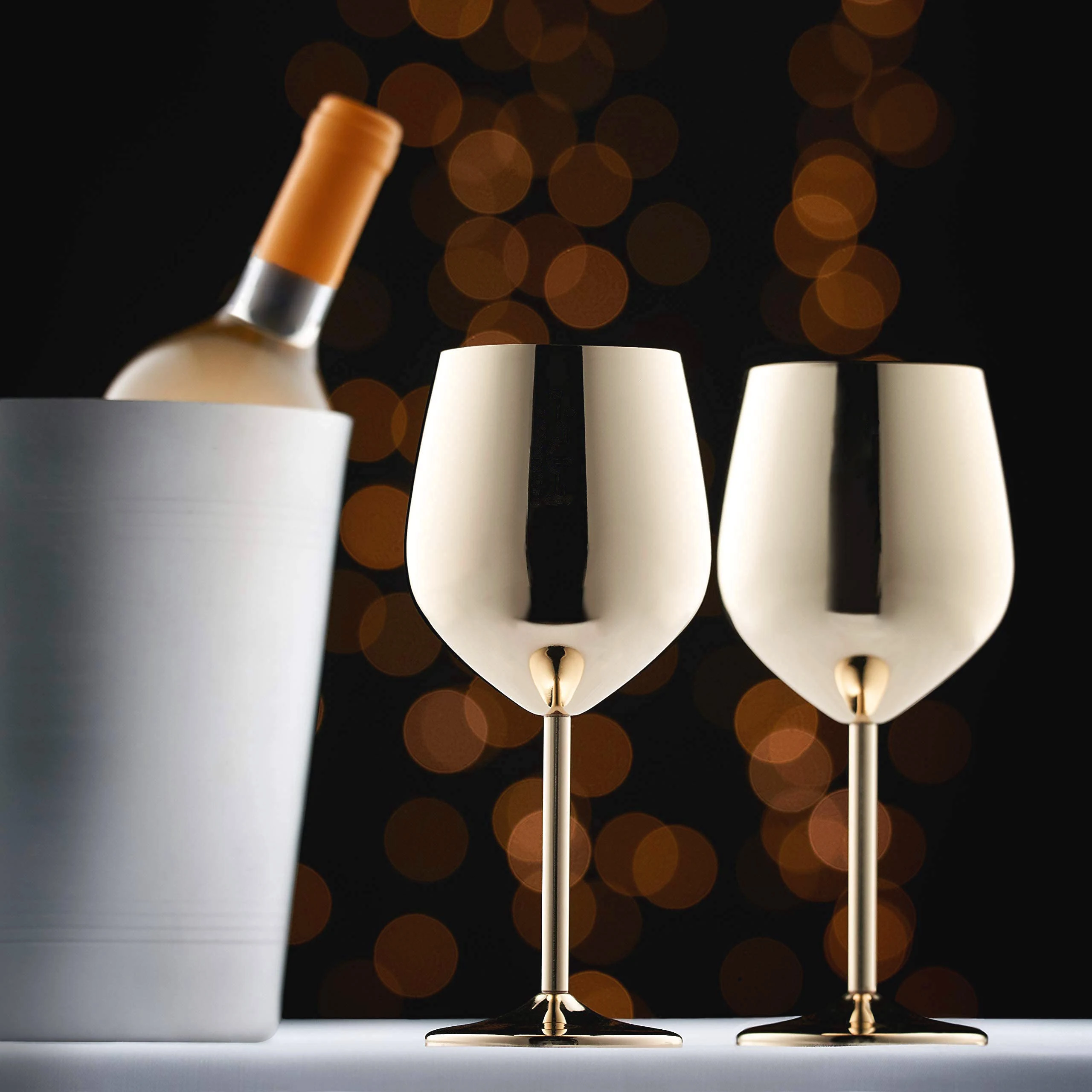 Custom 17oz Rose Gold Copper Gold Plated  Cup Wine  Glass Metal Stainless Steel Cocktail Goblet Flute