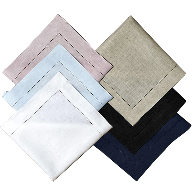 Cheap fancy linen napkin blush pink table napkins hand embroidery