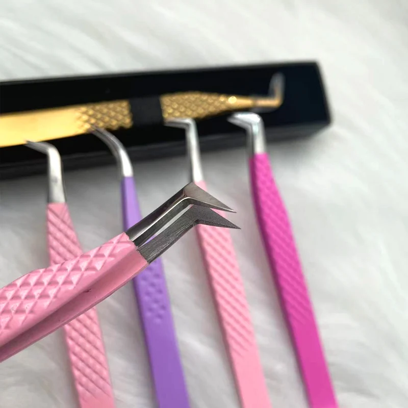 Fiber Tip Lash Tweezers For Eyelash Extension Tweezers Professional Artist Tech Work Kit Tools - Best Volume Eyelash Tweezers