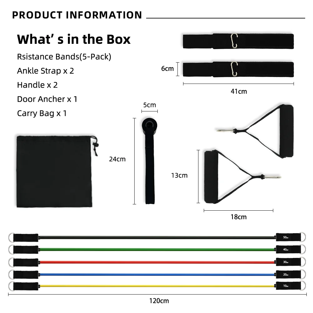 YETFUL Customized Fitness Exercise Latex Training Yoga Pulling Rope Resistance Band 11 in 1