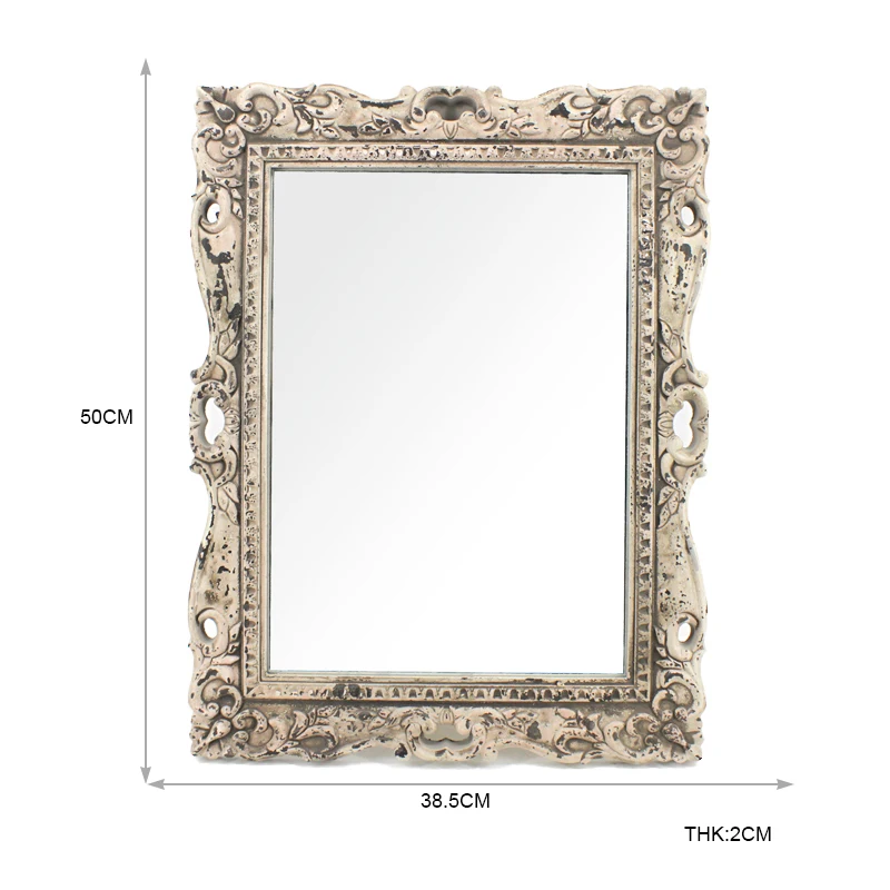 China Custom Design Decorative Wall  White carved wooden mirror frames dressing mirror