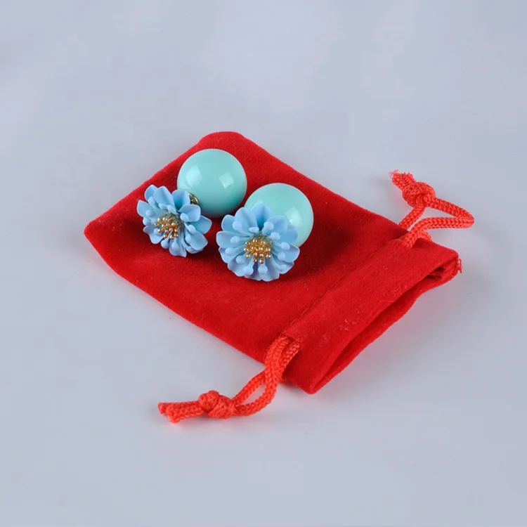 
Wholesale Portable Velvet Ring Pouch Soft Blue Velvet Small Jewelry Pouch For Gifts 