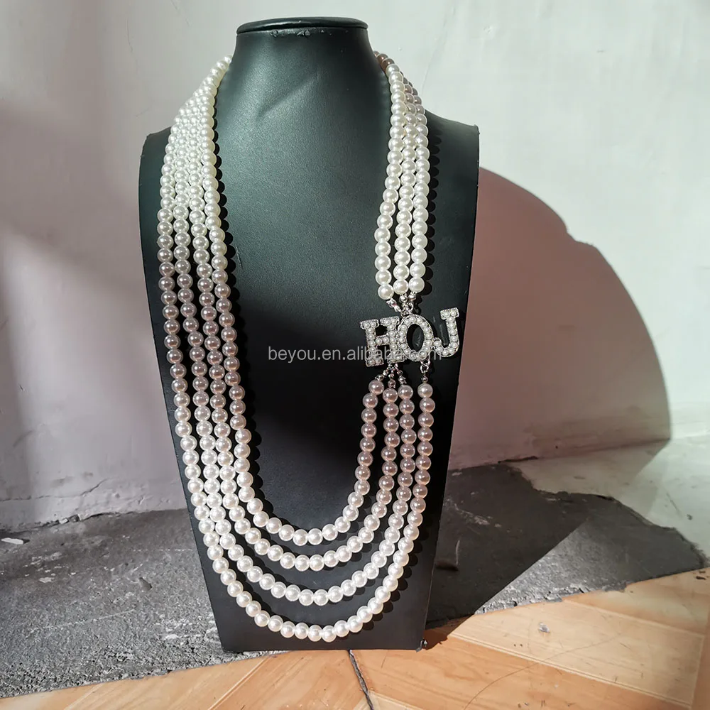 Zeta Amicae DST Finer Sorority Accessory Pearl Jewelry Finer Women Pearl Necklace Light Blue Pearl 1948 ZA Lanyard