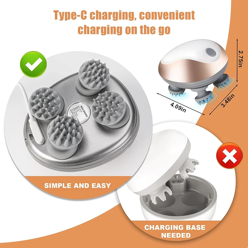 Removable Recharging Silicone Vibrating Waterproof Hair Head Massage Deep Cleaning Scalp Massager