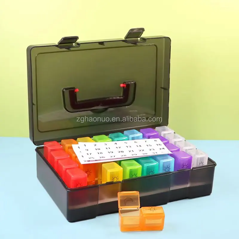 31/30 Days pill Organizer medicine case pocket storage case travel portable 2 Times a Day Pill Box with 32 Removable AM PM