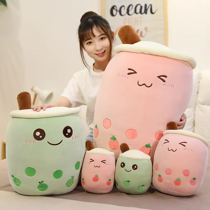 TY2409 24-70cm Strawberry version Cute Boba tea Cuddly Pearl Milk Cushion plush toy
