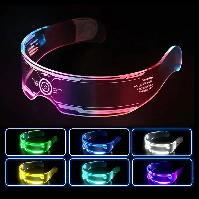 Light Up LED Visor Glasses 7 Colors Futuristic Glasses 4 Modes Costume Masquerade Parties,Carnival,Gifts