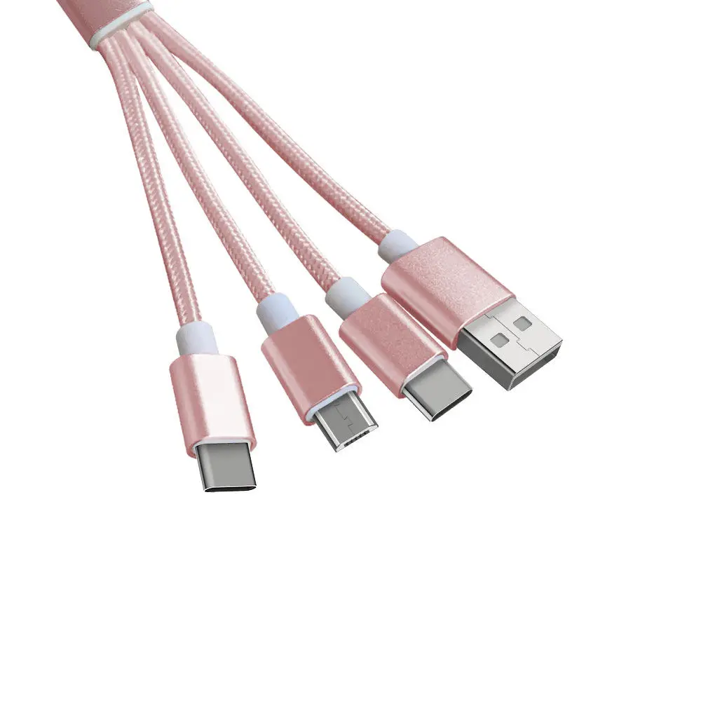 Marketing Promotional Gift Customized Logo 3 in 1 Portable Multifunction Fast Charging Keychain Charging USB Cable