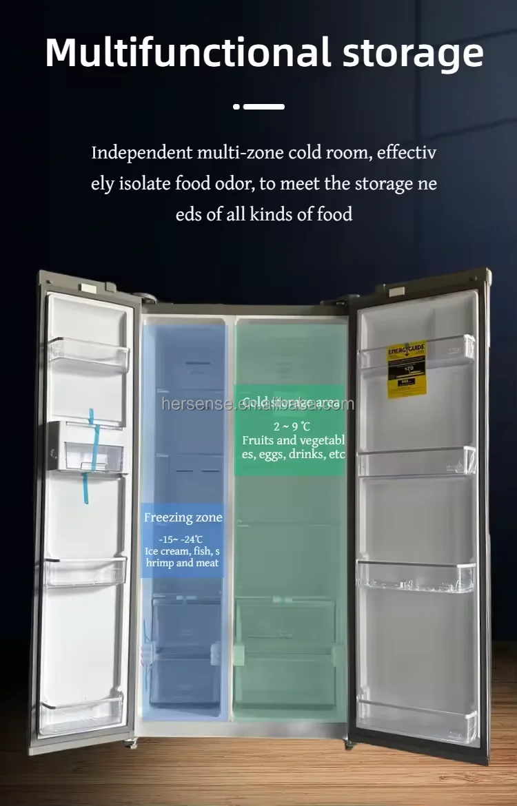 Inverter Refrigerator 585L Air cooling without frost Stainless Steel Open Double Doors Home Use With ice box High End Quality