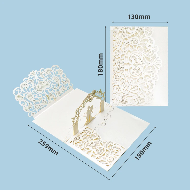 Winpsheng factory stock hot selling paper wedding invitation cards, laser printing 3D pop up greeting card invitations