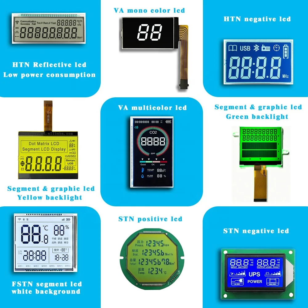 lcd manufacturer TN HTN STN VATN  3 4 5 6 7 8 9 10 11 12  Digit Monochrome  Seven segment 7segment custom htn lcd display
