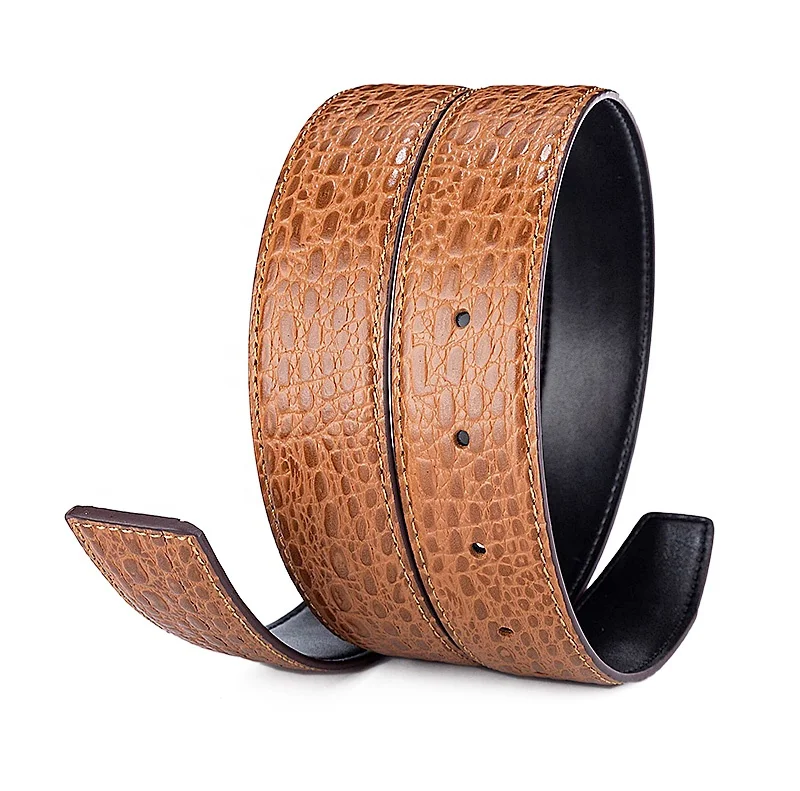 Top Grain 34 28 mm Wide Snake Genuine Leather Belt Strap with Holes No Buckle for Man