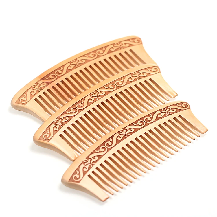Natural Wide Tooth Peach Wood Beard Comb No-static Massage Hair Wood Comb