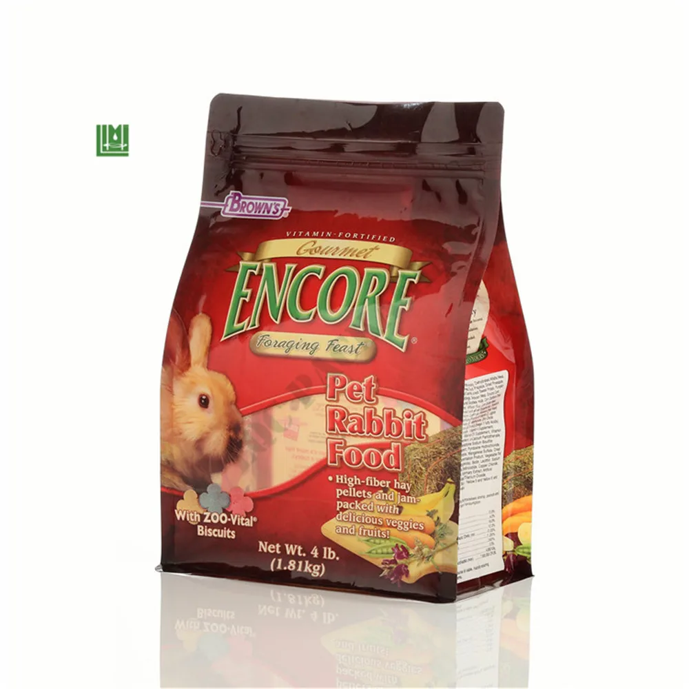 Laminated flat bottom zipper plastic pet dog food treat packaging bag