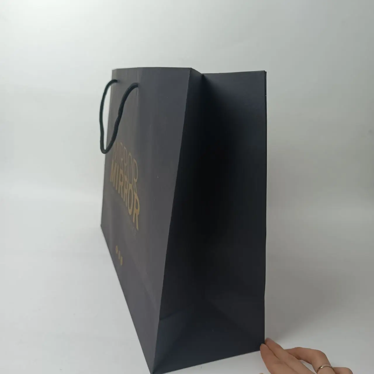 Customized print logo white Eco-Friendly Small Medium Large With Ribbon Handles Gift Bag Shopping Personalized  Black Paper Bags