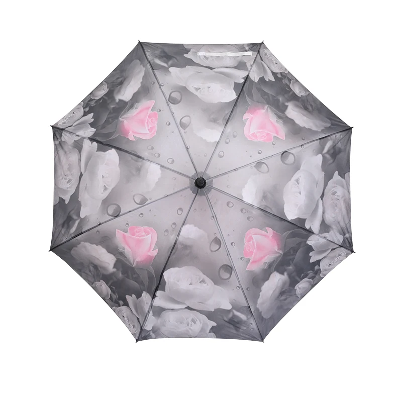 Suppliers Cheap Price Promotion Factory custom logo Plastic Handle Lover Gift Prints Straight Stick Rain Umbrella