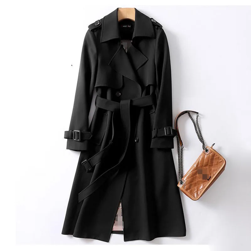 Korean mid-length trench coat for women 2020 popular British over-the-knee overcoat for spring autumn