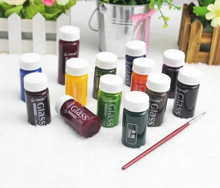 20ml DIY Painting Glass Paint Set 12 Colors Non-Toxic Acrylic Art Paints for Gifts