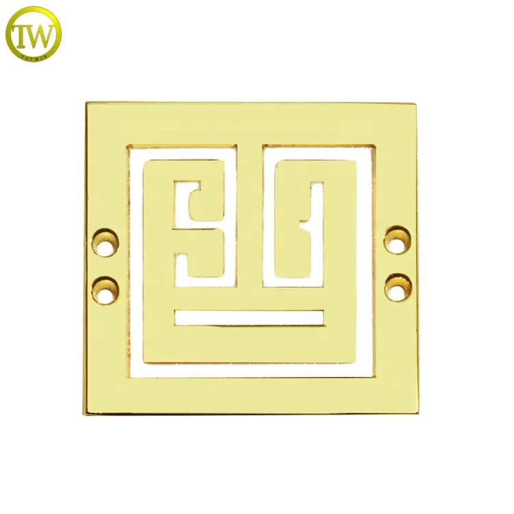 Zinc alloy garment accessories making custom gold logo square name tags hollow logo label for women clothes
