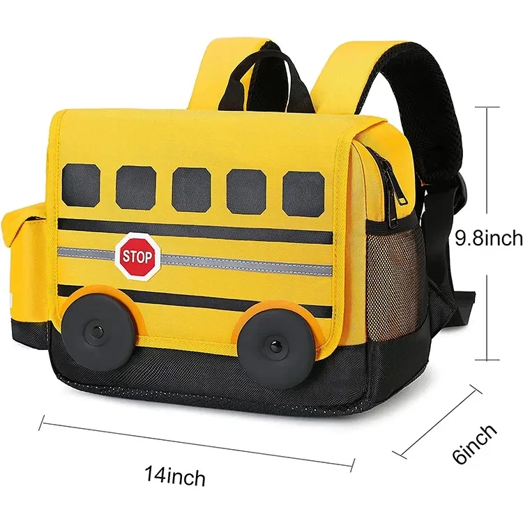 Hot sales Custom 2D 3D Cartoon character Car Shaped Design Toddlers Kids Children School Bag