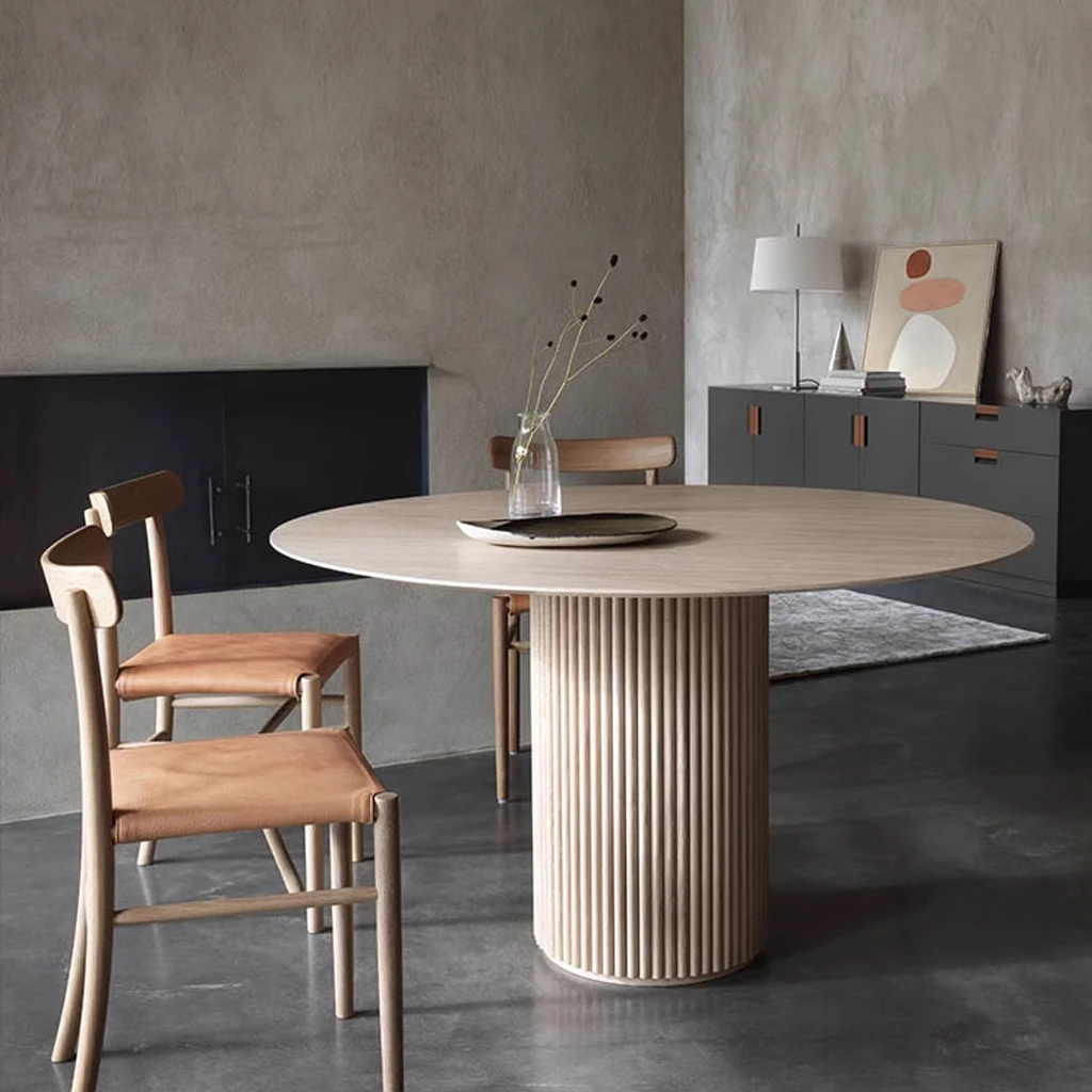 Luxury French Solid Wood Round Dining Table Modern Vintage Design kitchen table for Dining Room Hotel Villa or Bar
