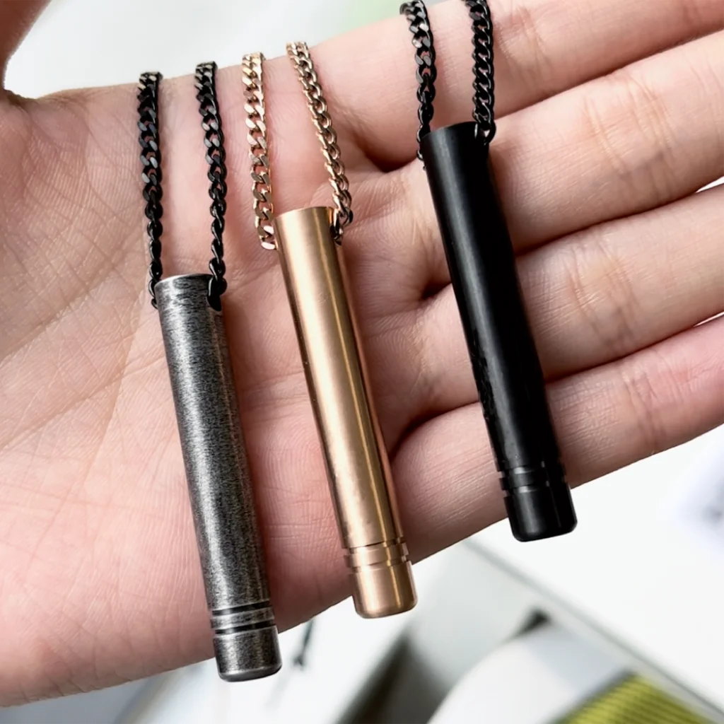 Custom Keep Calm Quit Smoking Breathing Tool Relieve Anxiety Reduce Stress Meditation Exercise Relax Necklace With Cleaning Tool