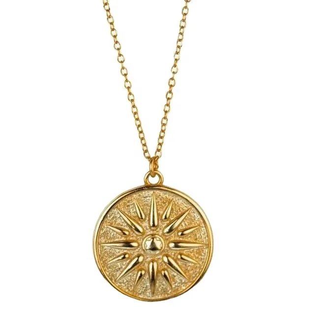Trend stainless steel coin round pendant 18k gold plated pendant