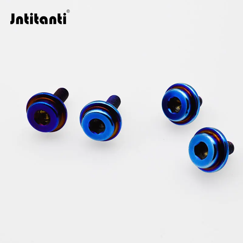 Blue Color Auto Licence Plate Fastening Screw Bolt Gr.5 Titanium Alloy Ti-6Al-4V Hex Socket Flange Bolt