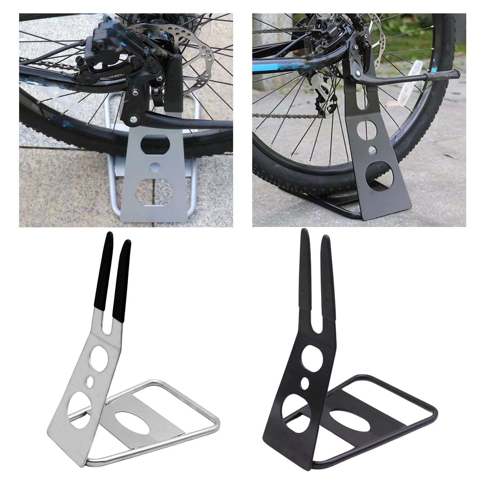 Solid Bicycle Parking Rack Floor Type Hub Mounted Floor Parking Stand for Mountain Road Bike Indoor Outdoor Bicycle Storage
