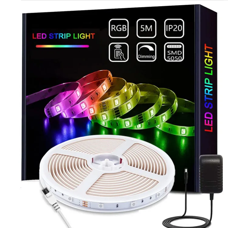 DIY decorative dimmable smart wifi music remote controller waterproof RGB multicolor LED ribbon tape kit  strip package