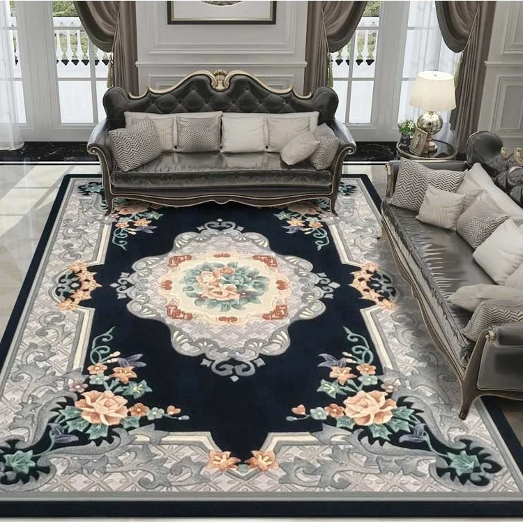 Home decor black living room rug carpet floor mats cut pile carpet rug