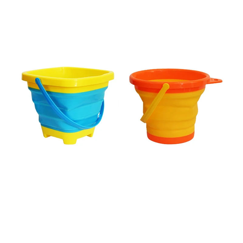 Topwill Kids Summer Outdoor Toy Collapsible Beach Sand Water Toy Flexible Silicone Folding Bucket