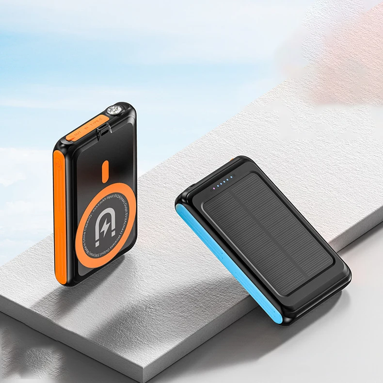 Magnetic powerbank 5000mAh Portable Charger wireless solar powerbank with Light for iPhone External Battery