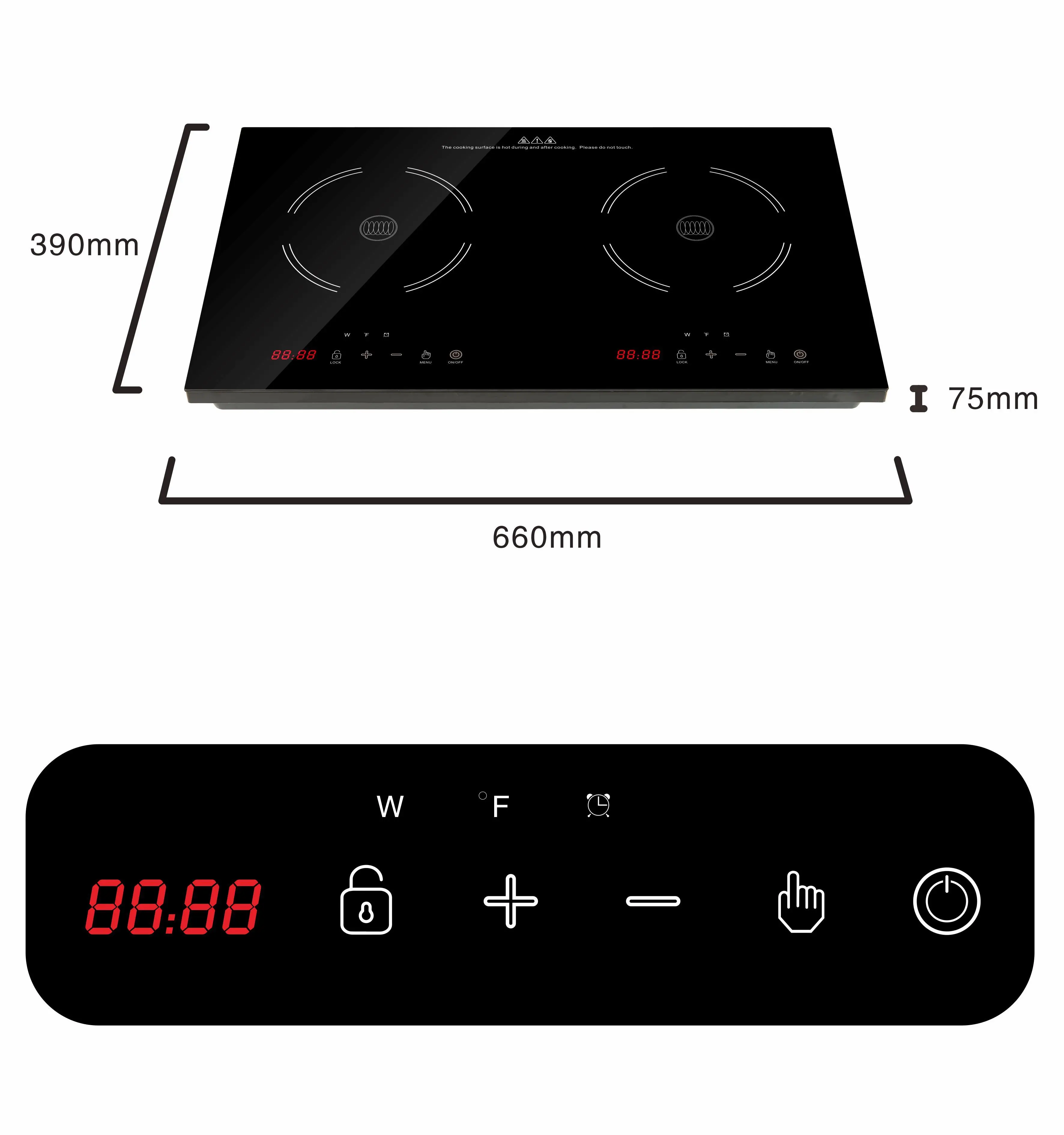 Best Quality Cheap Price Table Top Kitchen Appliances Restaurant Equipment 2200W 2 Burner Saving Energy Induction Cookops