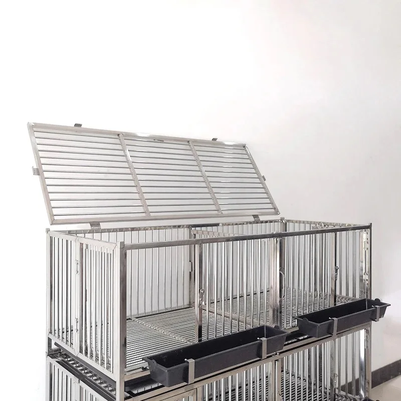 High Quality Stainless Steel New Silver Animal Birds 3-layer Pigeon Coop with Pigeon Accessories