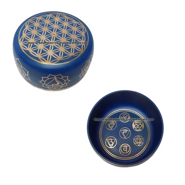  Тибетская медитационная чакра семь чакр 6 дюймов Поющая чаша с цветочным дизайном жизни