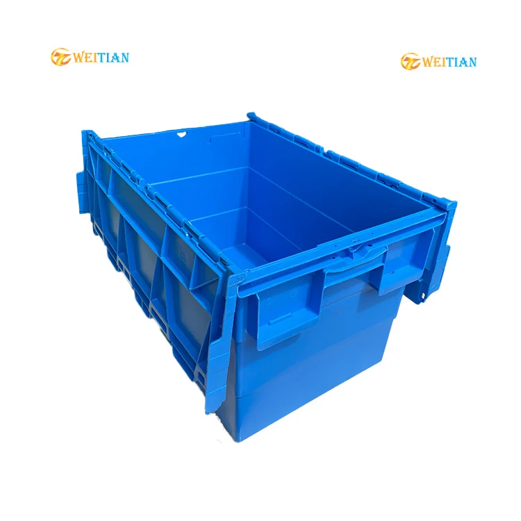 Customization plastic crate wholesale moving box Attached lid Container Stacking and Nesting crates manufactures