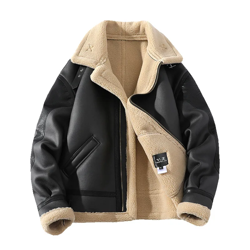 Winter blouson erkek mont custom baseball jacket este polaire homme Mens heavyweighty Warm thick Fur Coat Leather Jackets