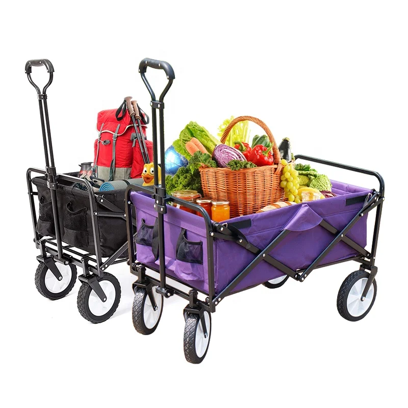 Stock Europe Supermarket hot sell Mini Camping trolley folding wagon carts foldable outdoor utility wagon