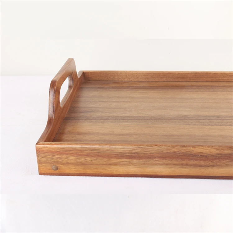 Customization Folding Dining Table Organizer Wooden Breakfast Tray with Handle