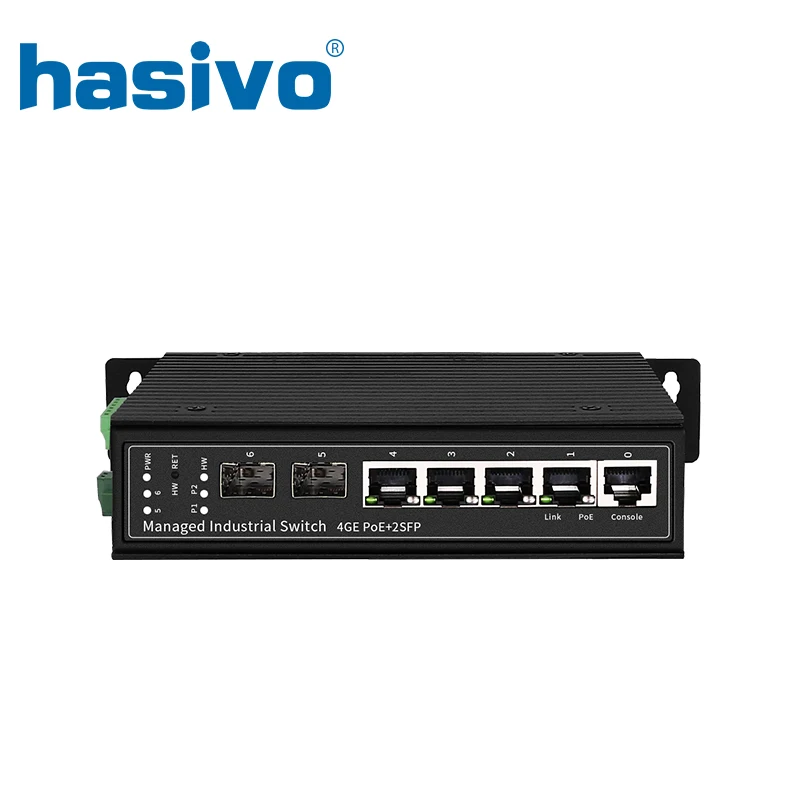 4 порта PoE полный гигабитный промышленный управляемый коммутатор Ethernet с 2 SFP сетевой на DIN-рейке 24 В/48 В