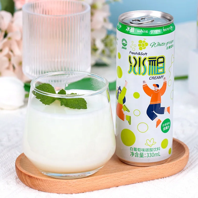 JIUR New Flavors 330ml whitegrape drink manufacturer carbonated drinks china can drinks for sale