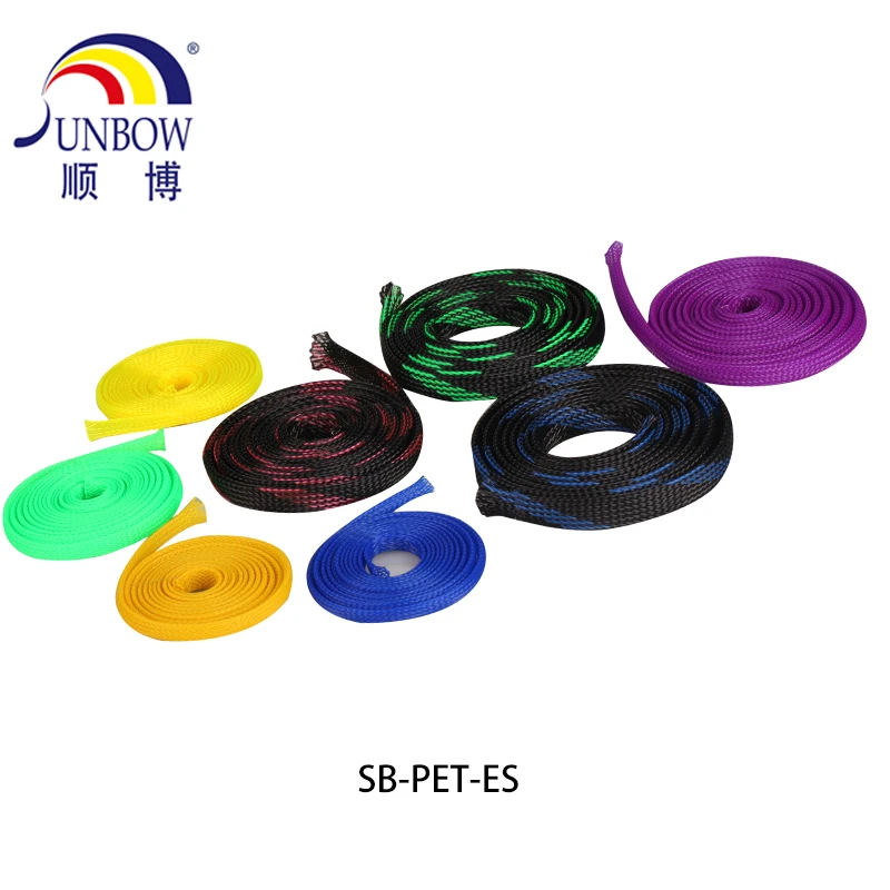 Sunbow Fire Resistant UL vw-1 PET Braided Speaker Fabric Cable Protection Sleeve