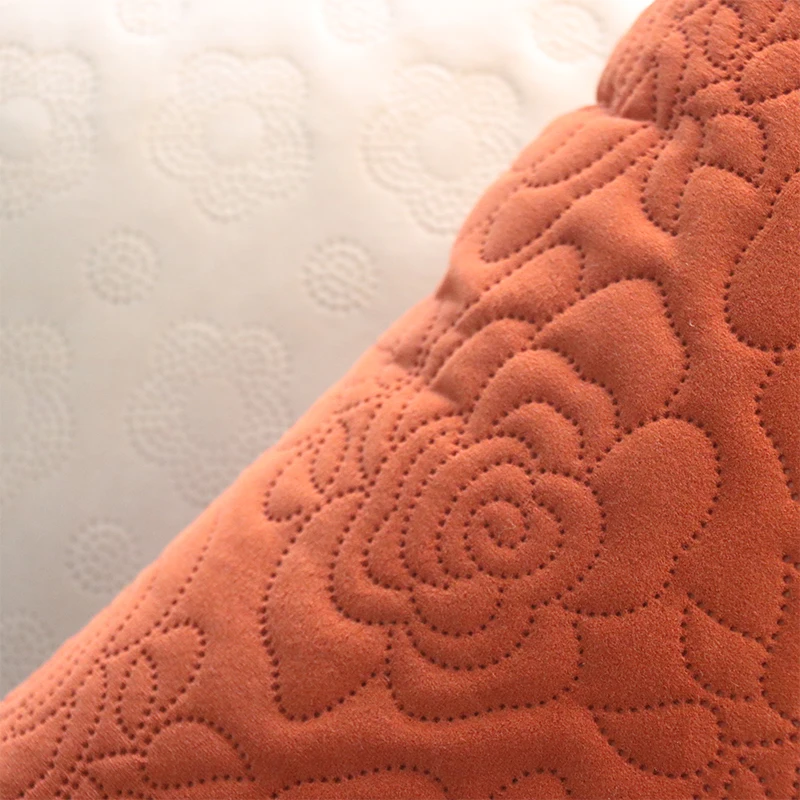 S16F60 Sofa Velvet Customized Pattern Flowers Ultrasonic Quilted Velour Fabric Dot Sheet for Cushion Pillows