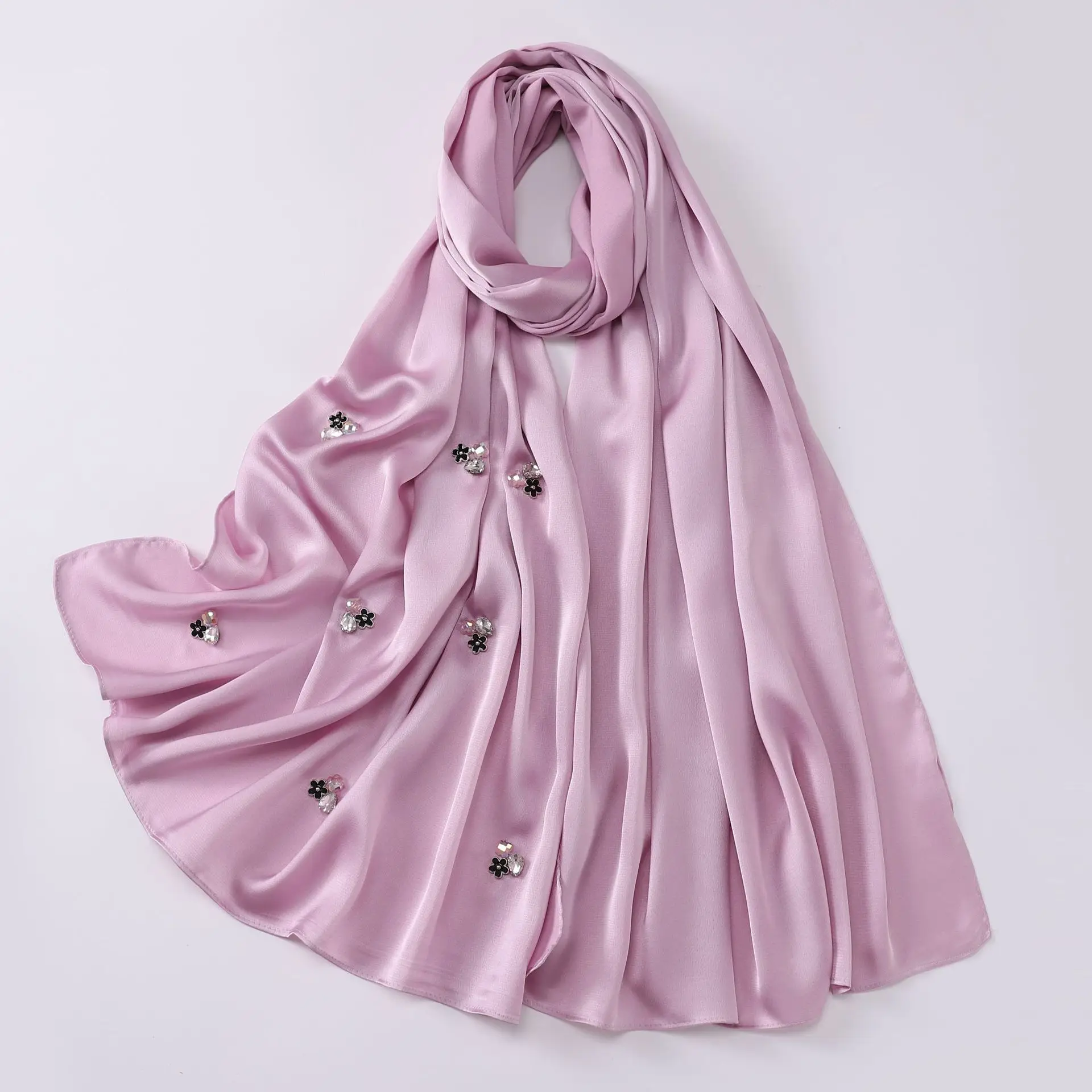 Шаль для kleid Шелковый высококачественный хиджаб и подходящий подголовник пудра креп атласный дизайн модный Магнитный головной платок
