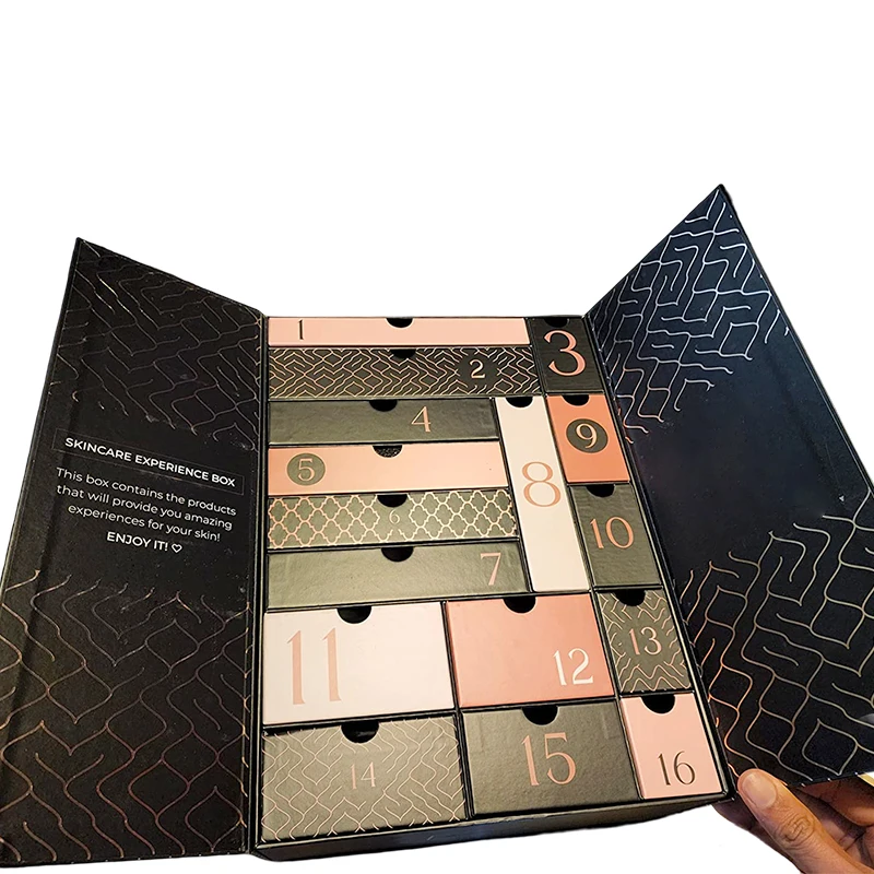 Custom Ramadan Christmas Chocolate Calendar Advent Boxes Paper Cosmetic Advent Calendar Cardboard Packaging Gift Box